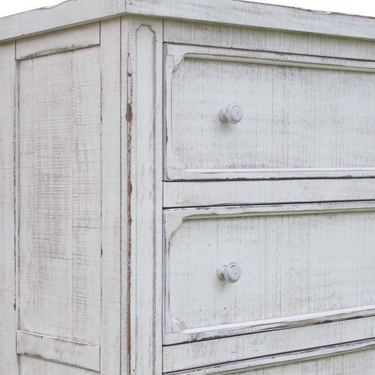 37" Antiqued White Solid Wood Four Drawer Dresser