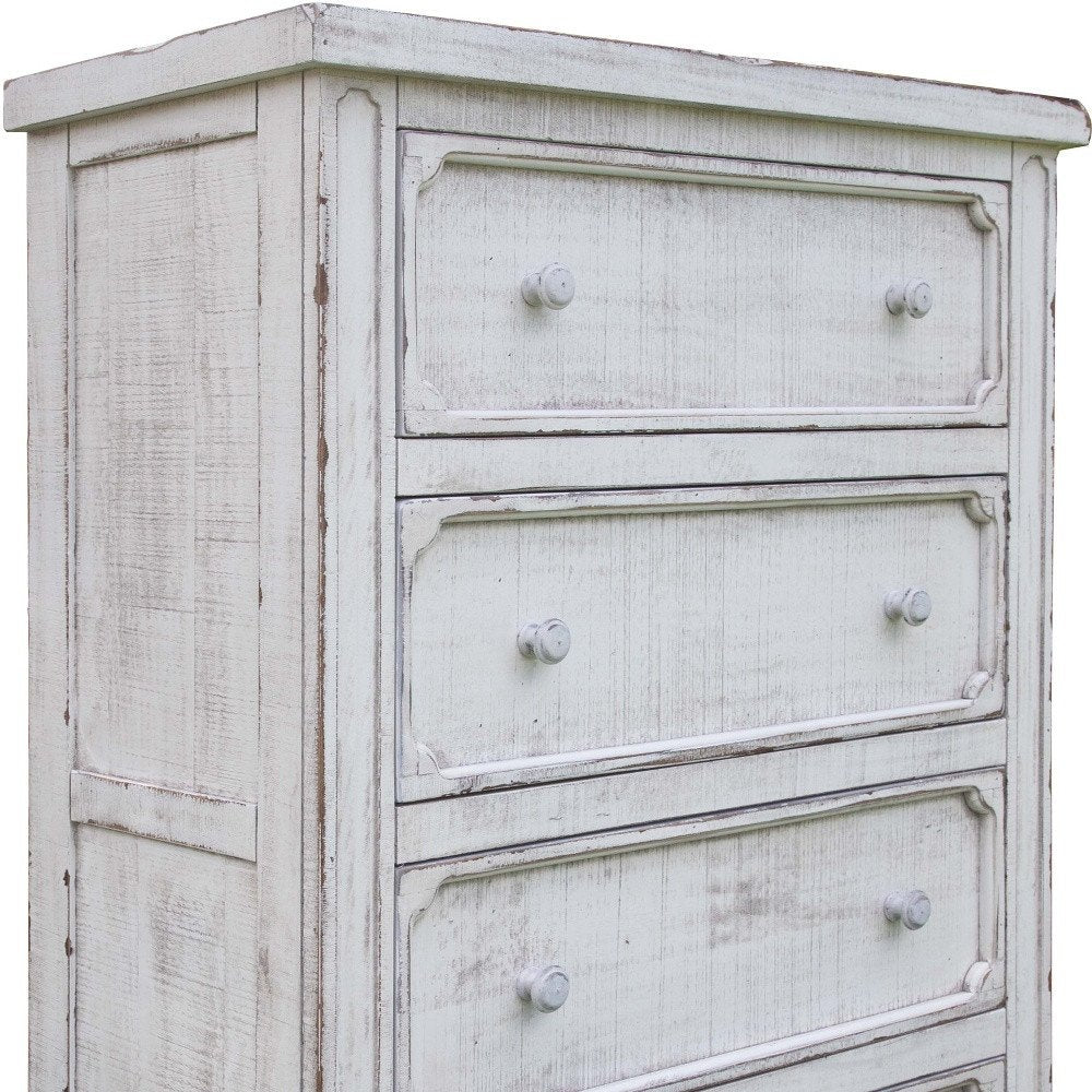 37" Antiqued White Solid Wood Four Drawer Dresser