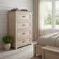 37" Cream Solid Wood Four Drawer Chest