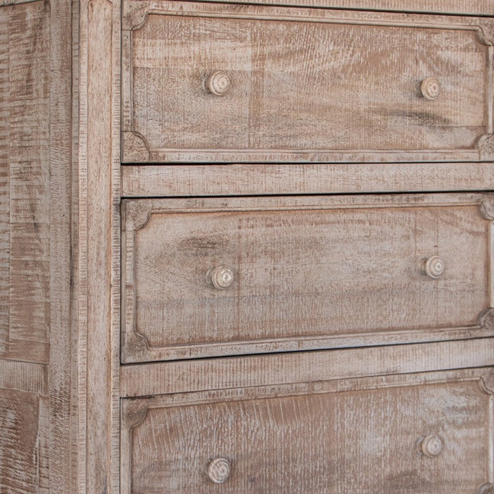 70" Natural Solid Wood Six Drawer Double Dresser