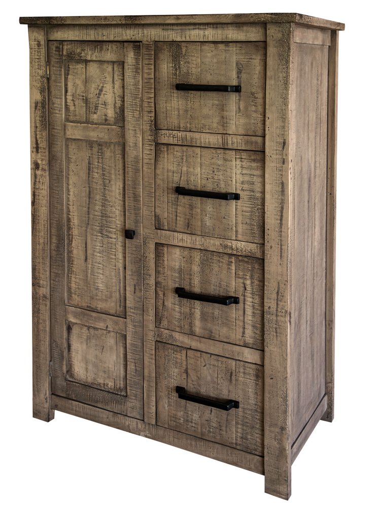 37" Brown Solid Wood Four Drawer Dresser