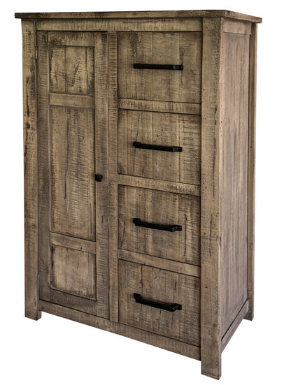 37" Brown Solid Wood Four Drawer Dresser