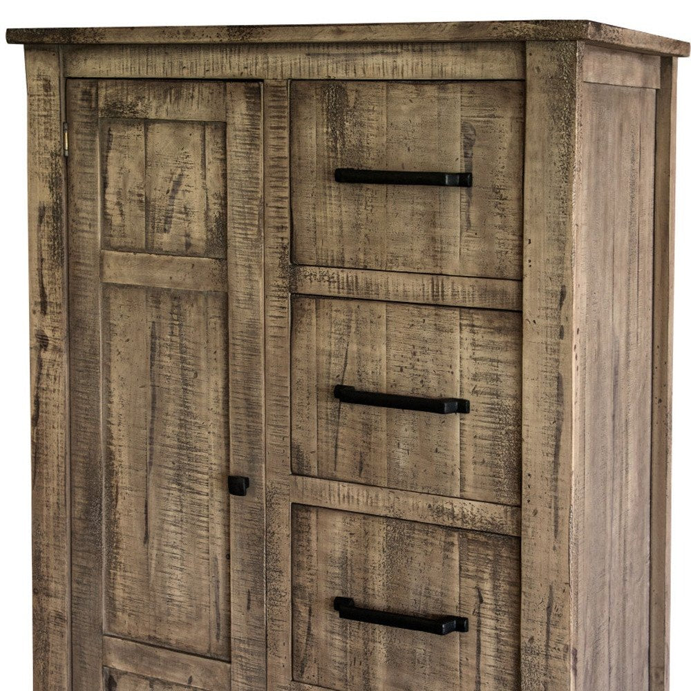 37" Brown Solid Wood Four Drawer Dresser