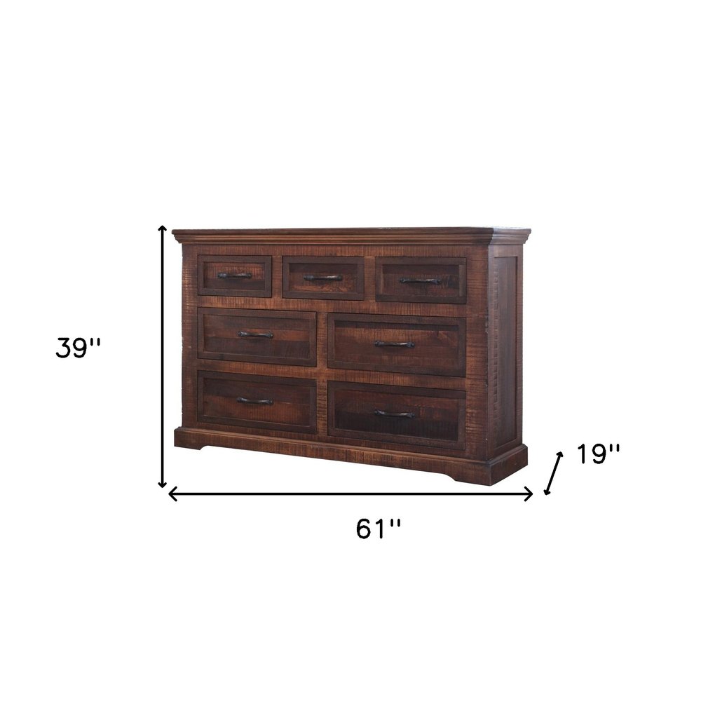 37" Brown Solid Wood Three Drawer Chest
