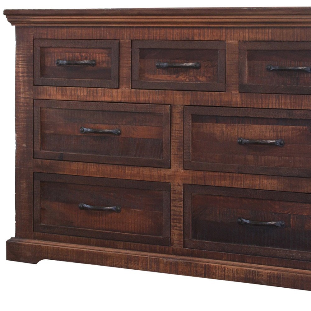 37" Brown Solid Wood Three Drawer Chest