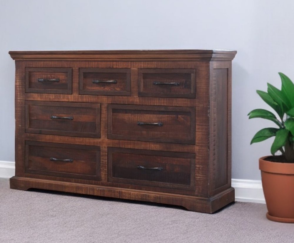 37" Brown Solid Wood Three Drawer Chest