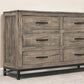 56" Brown Solid Wood Six Drawer Double Dresser