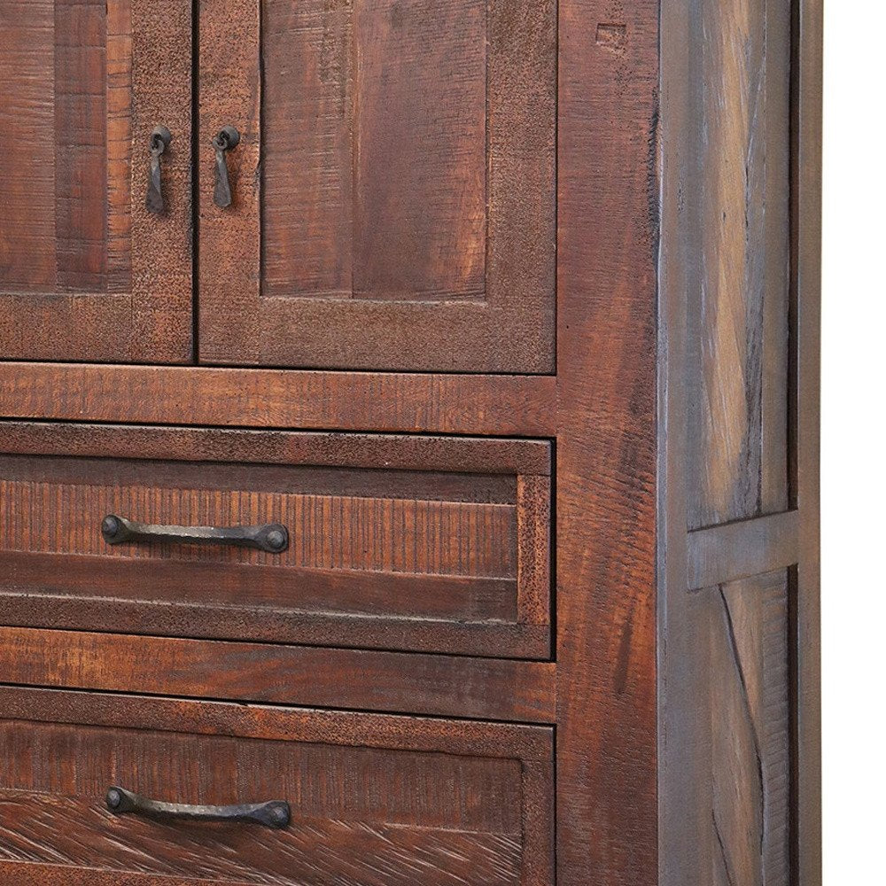 61" Brown Solid Wood Seven Drawer Double Dresser