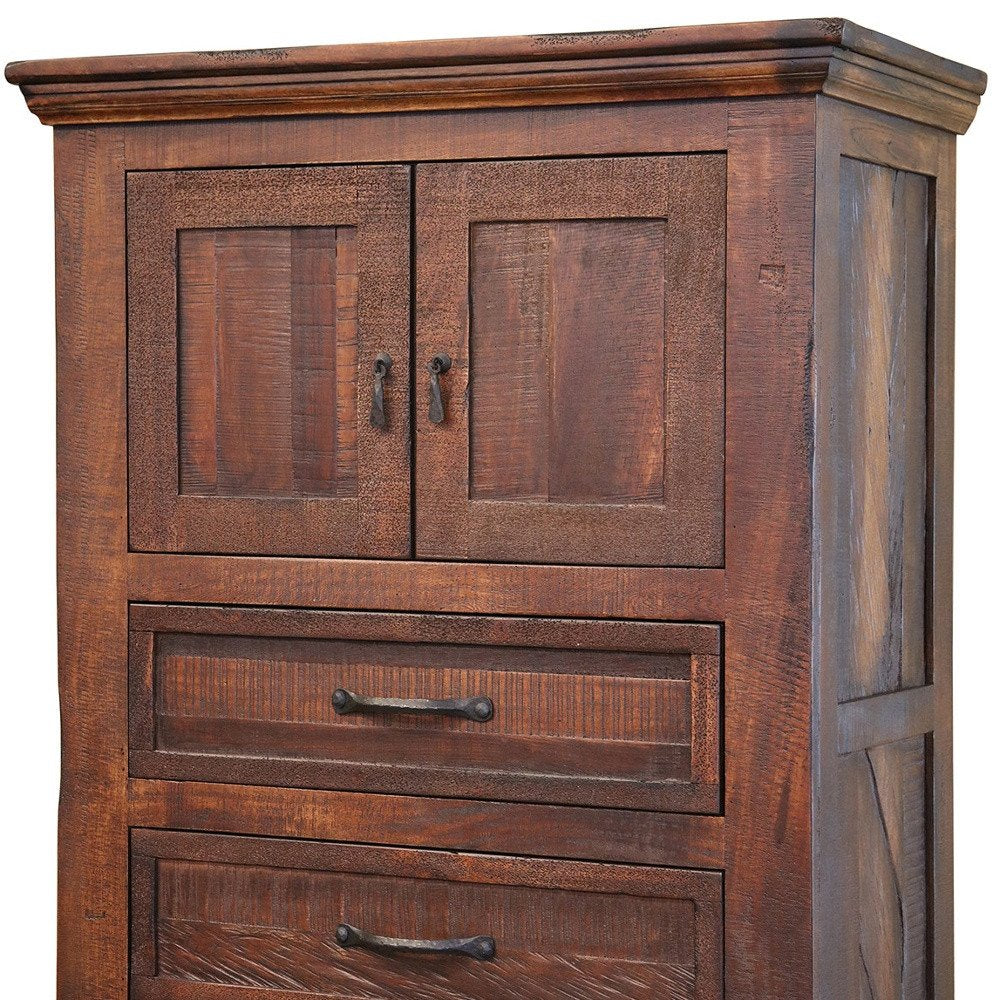 61" Brown Solid Wood Seven Drawer Double Dresser