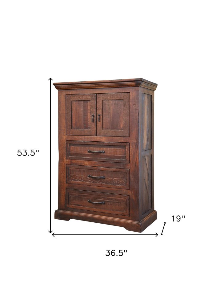 61" Brown Solid Wood Seven Drawer Double Dresser