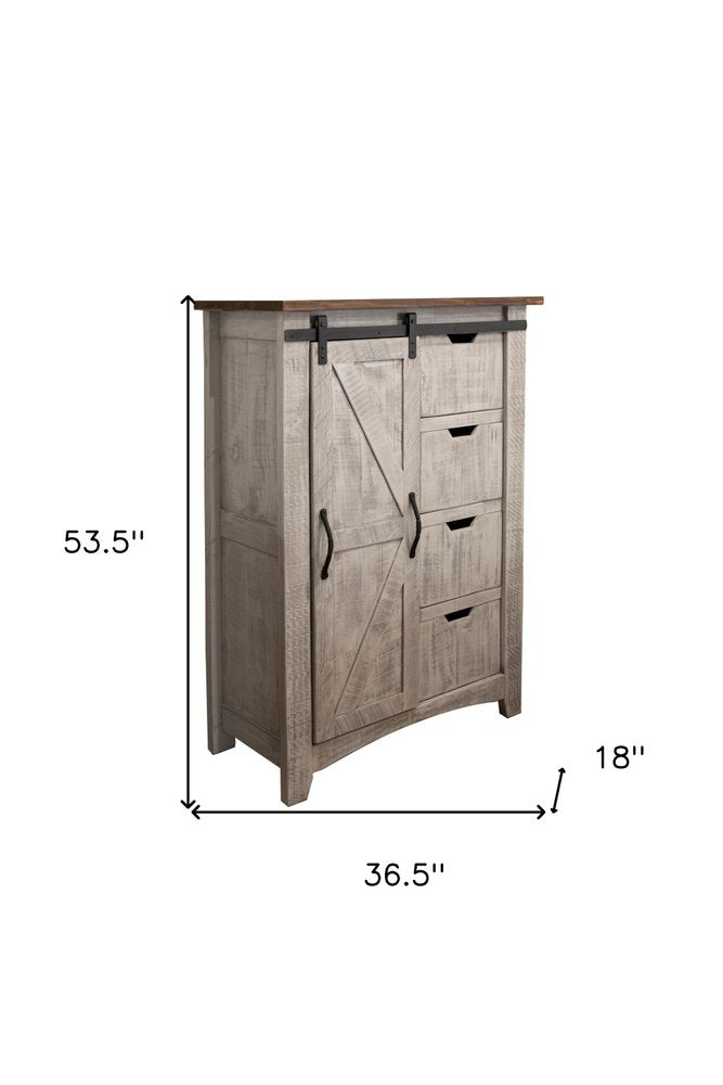 62" Light Gray Solid Wood Six Drawer Triple Dresser