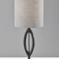 28" Black Solid Wood Round Table Lamp With Gray Drum Shade