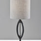 28" Black Solid Wood Round Table Lamp With Gray Drum Shade