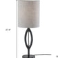 28" Black Solid Wood Round Table Lamp With Gray Drum Shade