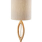 28" Natural Solid Wood Round Table Lamp With Beige Drum Shade
