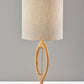 28" Natural Solid Wood Round Table Lamp With Beige Drum Shade