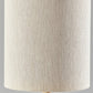 28" Natural Solid Wood Round Table Lamp With Beige Drum Shade