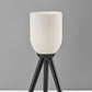 23" Black Solid Wood Tripod Table Lamp With White Ribbed Glass Shade