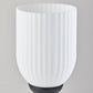 23" Black Solid Wood Tripod Table Lamp With White Ribbed Glass Shade