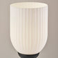 23" Black Solid Wood Tripod Table Lamp With White Ribbed Glass Shade