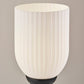 23" Black Solid Wood Tripod Table Lamp With White Ribbed Glass Shade