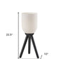 23" Black Solid Wood Tripod Table Lamp With White Ribbed Glass Shade
