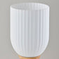 23" Natural Solid Wood Tripod Table Lamp With White Ribbed Glass Shade