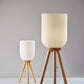 23" Natural Solid Wood Tripod Table Lamp With White Ribbed Glass Shade