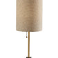 28" Black and Gold Marble and Metal Table Lamp With Beige Drum Shade