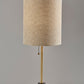 28" Black and Gold Marble and Metal Table Lamp With Beige Drum Shade