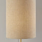 28" Black and Gold Marble and Metal Table Lamp With Beige Drum Shade