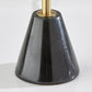 28" Black and Gold Marble and Metal Table Lamp With Beige Drum Shade