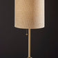 28" Black and Gold Marble and Metal Table Lamp With Beige Drum Shade