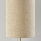 28" Black and Gold Marble and Metal Table Lamp With Beige Drum Shade