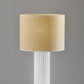 24" White Ceramic Cylinder Table Lamp With Beige Drum Shade