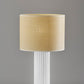 24" White Ceramic Cylinder Table Lamp With Beige Drum Shade