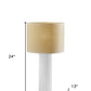 24" White Ceramic Cylinder Table Lamp With Beige Drum Shade