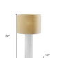 24" White Ceramic Cylinder Table Lamp With Beige Drum Shade