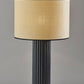 29" Black Ceramic Cylinder Table Lamp With Beige Drum Shade