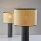 29" Black Ceramic Cylinder Table Lamp With Beige Drum Shade
