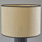 29" Black Ceramic Cylinder Table Lamp With Beige Drum Shade