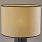 29" Black Ceramic Cylinder Table Lamp With Beige Drum Shade