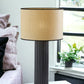 29" Black Ceramic Cylinder Table Lamp With Beige Drum Shade