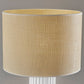 29" White Ceramic Cylinder Table Lamp With Beige Drum Shade