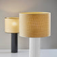 29" White Ceramic Cylinder Table Lamp With Beige Drum Shade