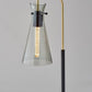 24" Black and Gold Metal Desk Lamp With Light Gray Cone Shade