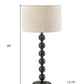 28" Black Solid Wood Candlestick Table Lamp With Off White Drum Shade