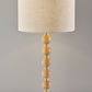 28" Brown Solid Wood Candlestick Table Lamp With Off White Drum Shade