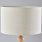 28" Brown Solid Wood Candlestick Table Lamp With Off White Drum Shade