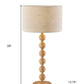 28" Brown Solid Wood Candlestick Table Lamp With Off White Drum Shade